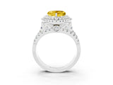White gold Double Halo Heart Cut Diamond Split Shank Pave Set Ring_3