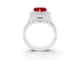 White gold Double Halo Heart Cut Diamond Split Shank Pave Set Ring_3