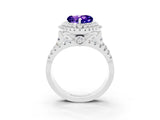 White gold Double Halo Heart Cut Diamond Split Shank Pave Set Ring_3