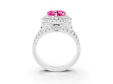 White gold Double Halo Heart Cut Diamond Split Shank Pave Set Ring_3