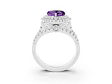 White gold Double Halo Heart Cut Diamond Split Shank Pave Set Ring_3
