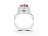 White gold Double Halo Heart Cut Diamond Split Shank Pave Set Ring_3