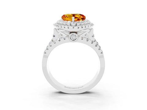 White gold Double Halo Heart Cut Diamond Split Shank Pave Set Ring_3