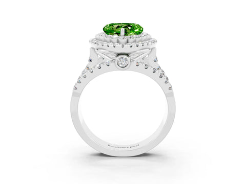 White gold Double Halo Heart Cut Diamond Split Shank Pave Set Ring_3