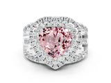 White gold Double Halo Heart Cut Diamond Split Shank Pave Set Ring
