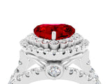 White gold Double Halo Heart Cut Diamond Split Shank Pave Set Ring_4