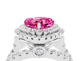 White gold Double Halo Heart Cut Diamond Split Shank Pave Set Ring_4