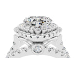 White gold Double Halo Heart Cut Diamond Split Shank Pave Set Ring_4