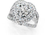 White gold Double Halo Heart Cut Diamond Split Shank Pave Set Ring_4
