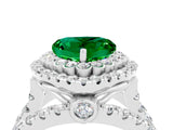 White gold Double Halo Heart Cut Diamond Split Shank Pave Set Ring_4