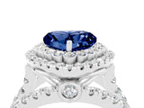 White gold Double Halo Heart Cut Diamond Split Shank Pave Set Ring_4