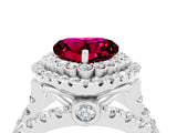 White gold Double Halo Heart Cut Diamond Split Shank Pave Set Ring_4