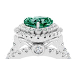 White gold Double Halo Heart Cut Diamond Split Shank Pave Set Ring_4