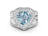 White gold Double Halo Heart Cut Diamond Split Shank Pave Set Ring