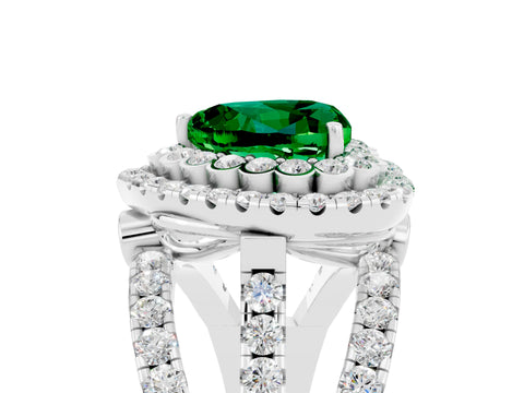White gold Double Halo Heart Cut Diamond Split Shank Pave Set Ring_5