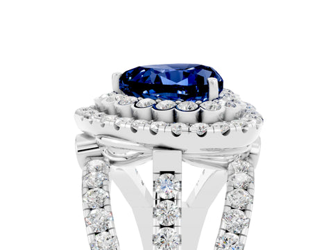 White gold Double Halo Heart Cut Diamond Split Shank Pave Set Ring_5