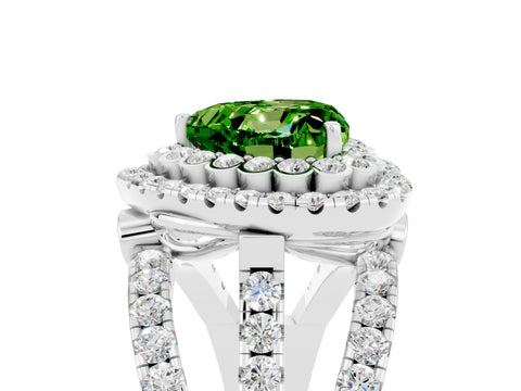 White gold Double Halo Heart Cut Diamond Split Shank Pave Set Ring_5