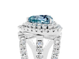White gold Double Halo Heart Cut Diamond Split Shank Pave Set Ring_5