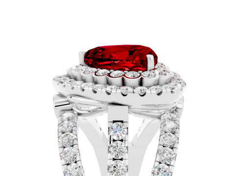 White gold Double Halo Heart Cut Diamond Split Shank Pave Set Ring_5