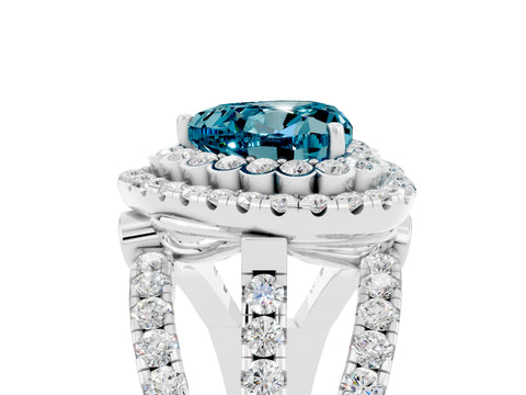 White gold Double Halo Heart Cut Diamond Split Shank Pave Set Ring_5