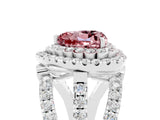 White gold Double Halo Heart Cut Diamond Split Shank Pave Set Ring_5