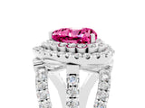 White gold Double Halo Heart Cut Diamond Split Shank Pave Set Ring_5