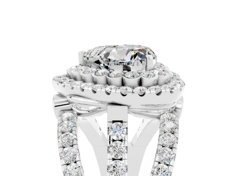 White gold Double Halo Heart Cut Diamond Split Shank Pave Set Ring_5