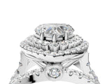 White gold Double Halo Heart Cut Diamond Split Shank Pave Set Ring_7