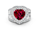 White gold Double Halo Heart Cut Diamond Split Shank Pave Set Ring