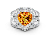 White gold Double Halo Heart Cut Diamond Split Shank Pave Set Ring