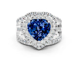 White gold Double Halo Heart Cut Diamond Split Shank Pave Set Ring