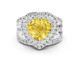 White gold Double Halo Heart Cut Diamond Split Shank Pave Set Ring