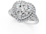 White gold Double Halo Heart Cut Diamond Split Shank Ring with Four Prong Setting_46