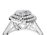 White gold Double Halo Heart Cut Diamond Split Shank Ring with Four Prong Setting_46