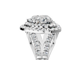 White gold Double Halo Heart Cut Diamond Split Shank Ring with Four Prong Setting_47