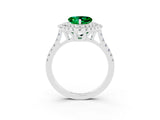 White gold Double Halo Heart Cut Emerald Pavé Band with Four-Prong Setting_3