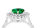 White gold Double Halo Heart Cut Emerald Pavé Band with Four-Prong Setting_4
