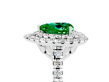 White gold Double Halo Heart Cut Emerald Pavé Band with Four-Prong Setting_5
