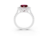 White gold Double Halo Heart Cut Garnet Pavé Band with Four-Prong Setting_3