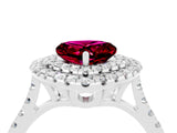 White gold Double Halo Heart Cut Garnet Pavé Band with Four-Prong Setting_4