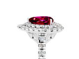 White gold Double Halo Heart Cut Garnet Pavé Band with Four-Prong Setting_5