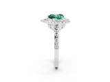 White gold Double Halo Heart Cut Green Sapphire Pavé Band with Four-Prong Setting_2