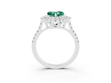 White gold Double Halo Heart Cut Green Sapphire Pavé Band with Four-Prong Setting_3