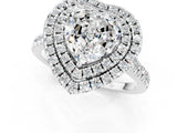 White gold Double Halo Heart Cut Moissanite Pavé Band with Four-Prong Setting_1