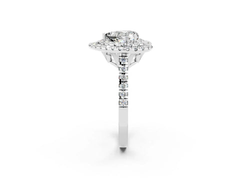 White gold Double Halo Heart Cut Moissanite Pavé Band with Four-Prong Setting_2