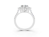 White gold Double Halo Heart Cut Moissanite Pavé Band with Four-Prong Setting_3
