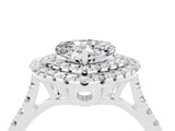 White gold Double Halo Heart Cut Moissanite Pavé Band with Four-Prong Setting_4