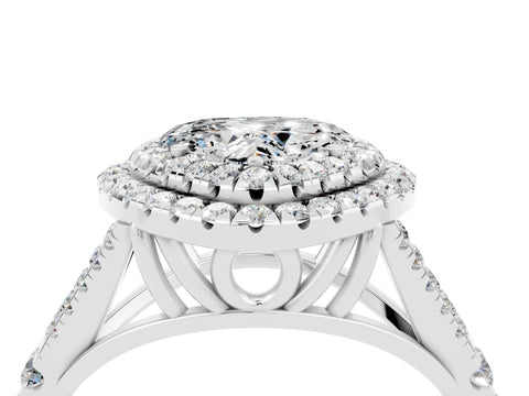 White gold Double Halo Heart Cut Moissanite Pavé Split Shank Ring with Prong Setting_4
