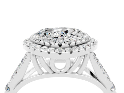 White gold Double Halo Heart Cut Moissanite Split Shank Engagement Ring with Four-Prong Setting_4