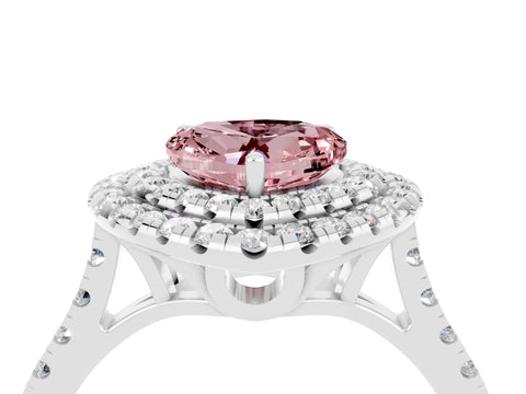 White gold Double Halo Heart Cut Morganite Pavé Band with Four-Prong Setting_4